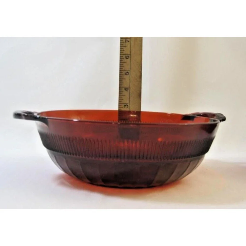 Vintage Anchor Hocking Coronation Royal Ruby Red Serving Berry Bowl 6pc Set